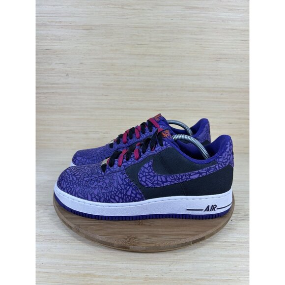 Nike Air Force 1 Low Crackled Black Court Purple Athletic Shoes Mens Size 10 - Picture 1 of 8